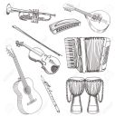 folk musical instruments drawing set